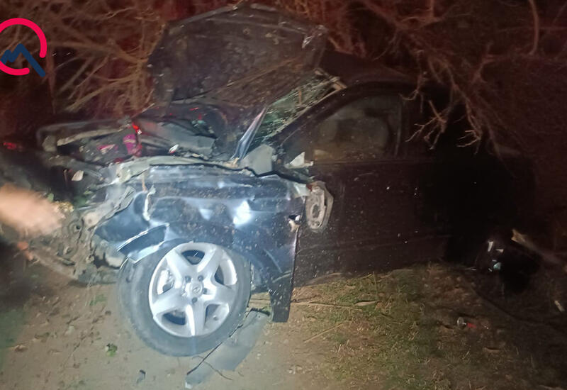 "Opel" врезался в дерево и перевернулся в Товузе