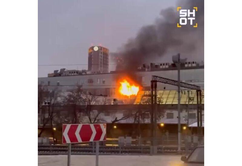 Пожар в бизнес-центре в Москве