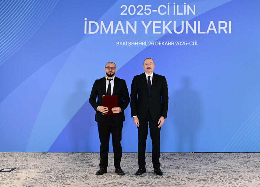 Prezident İlham Əliyev 2025-ci ilin idman yekunlarına həsr olunan mərasimdə iştirak edib