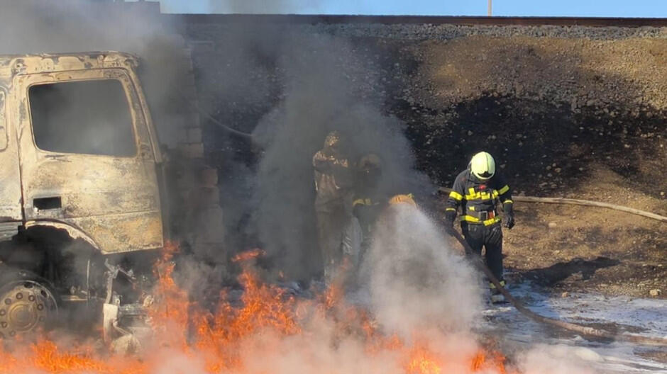 В Гахском районе загорелся автомобиль с топливом, есть погибший