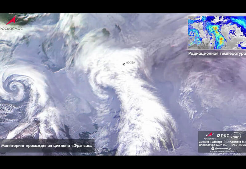 Мощный снежный циклон «Фрэнсис» из космоса