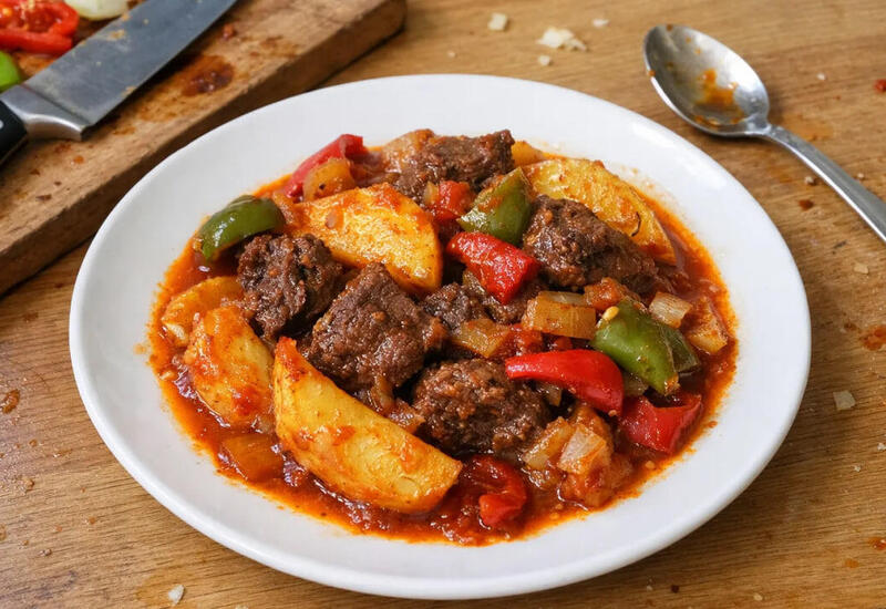 Sobada tərəvəzli ət yeməyi: