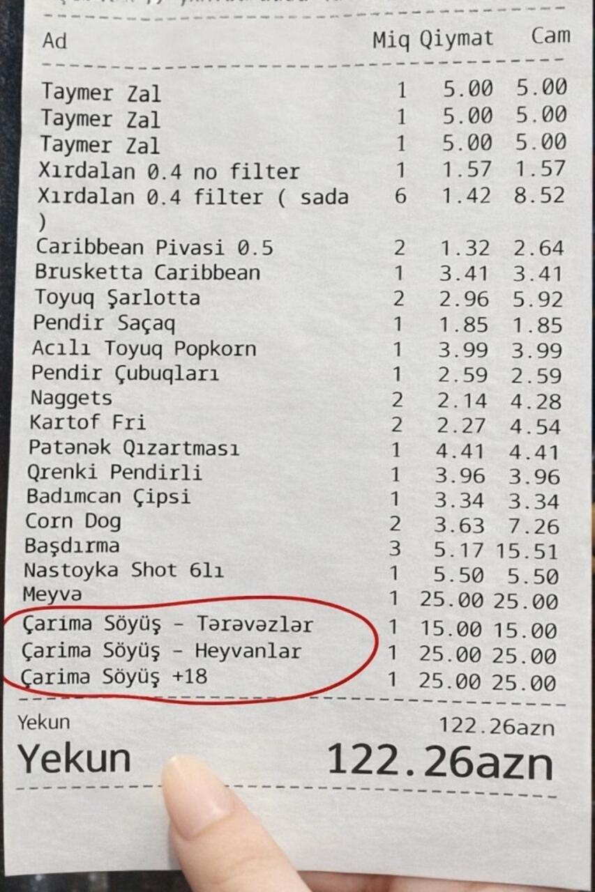 Штраф за грубую лексику получили клиенты в бакинском ресторане