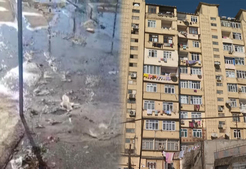 Bu binaya fasilələrlə verilən su küçəyə axır...