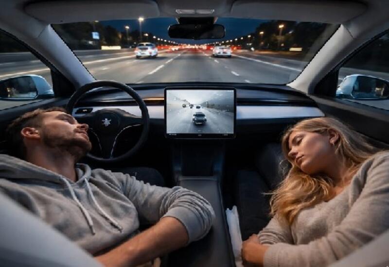 Avtomobil gedir, sürücü yatır: Tesla məharəti