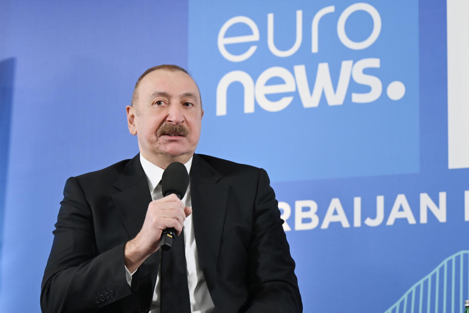 Prezident İlham Əliyev Davosda “Euronews” televiziyasına müsahibə verib