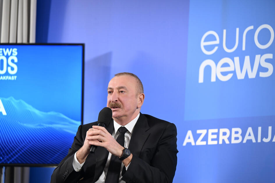 Prezident İlham Əliyev Davosda “Euronews” televiziyasına müsahibə verib