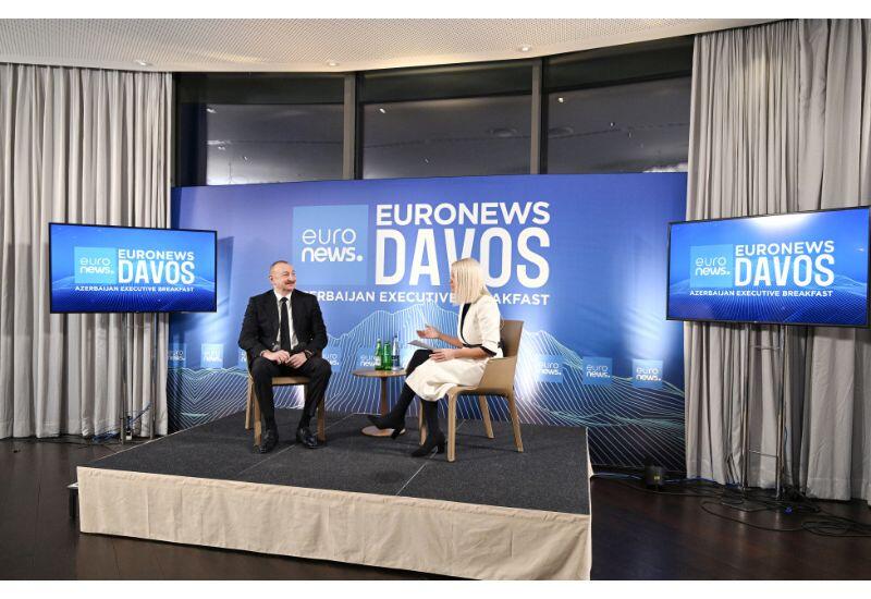 Президент Ильхам Алиев дал интервью телеканалу Euronews в Давосе