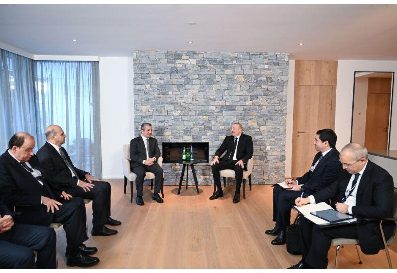 Президент Ильхам Алиев встретился в Давосе с премьер-министром региона Иракский Курдистан