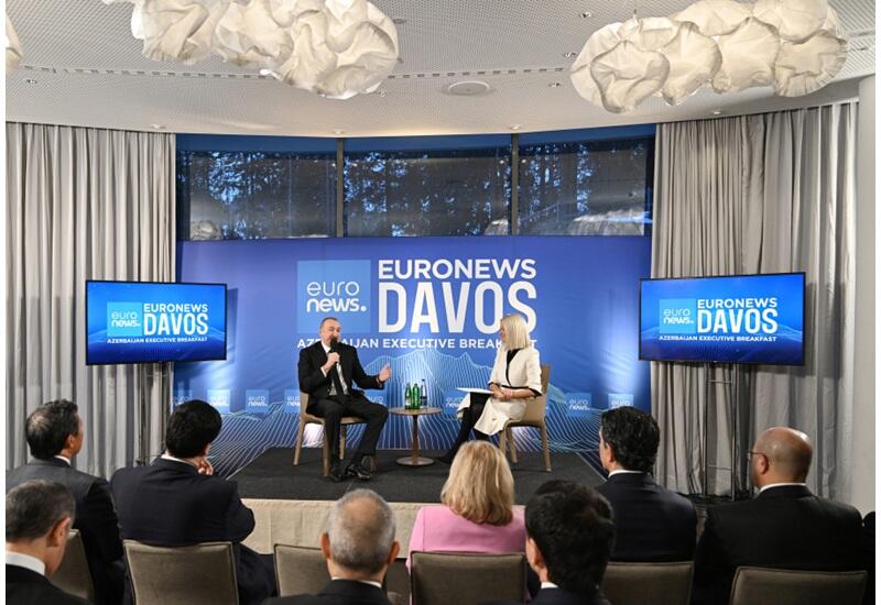 Президент Ильхам Алиев в Давосе принял участие в мероприятии «Завтрак с руководством Азербайджана»