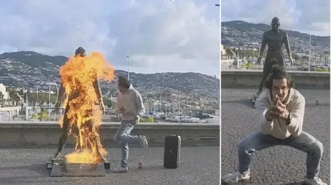 В Португалии подожгли статую Роналду