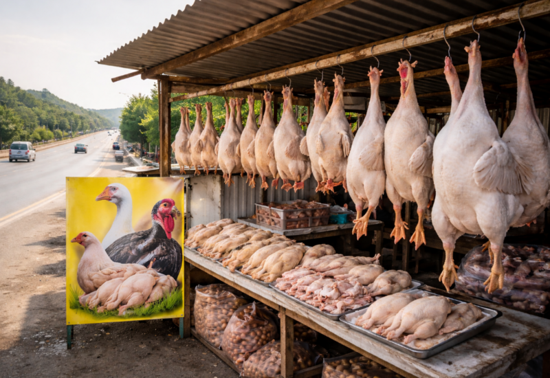 На обочинах дорог под видом индейки и гуся продают кур