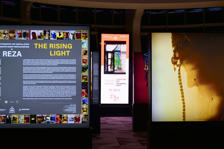 Leyla Əliyeva Bakıda dünyaşöhrətli fotojurnalist Reza Deqatinin “Yüksələn işıq” sərgisini ziyarət edib