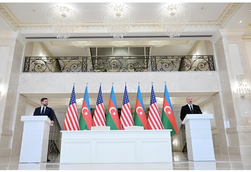 Президент Ильхам Алиев и Вице-президент США Джеймс Дэвид Вэнс выступили с заявлениями для прессы