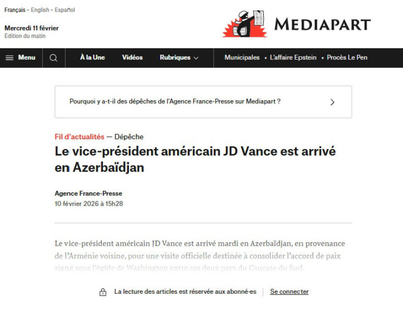 Французские СМИ пишут о визите вице-президента США в Баку