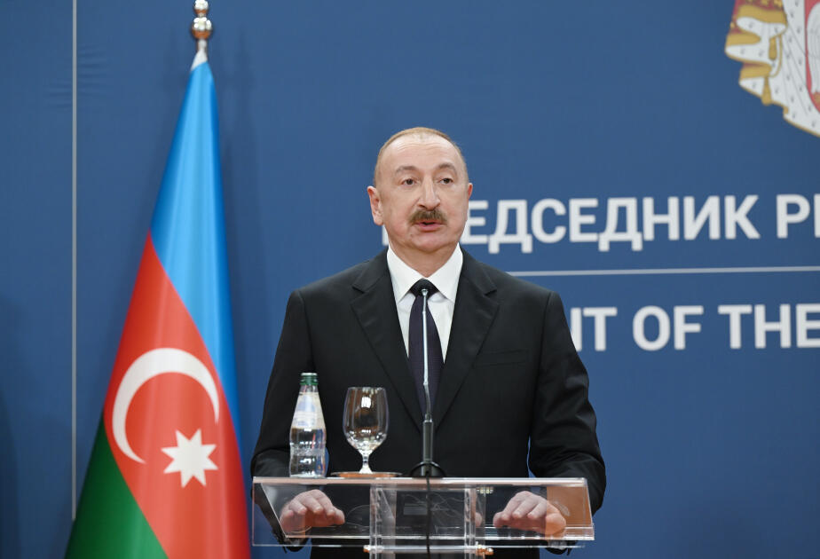 Azərbaycan Prezidenti İlham Əliyev və Serbiya Prezidenti Aleksandar Vuçiç mətbuata bəyanatlarla çıxış ediblər