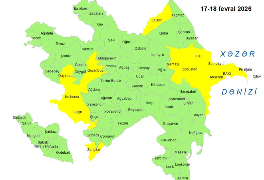 В Азербайджане объявлено "желтое" предупреждение