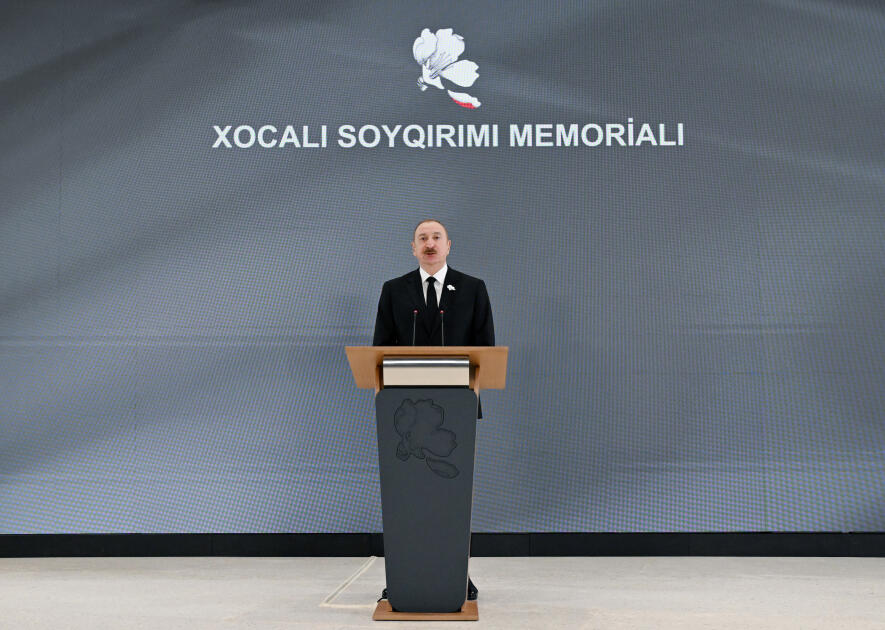 Prezident İlham Əliyev və Birinci xanım Mehriban Əliyeva Xocalı Soyqırımı Memorialının açılışında iştirak ediblər