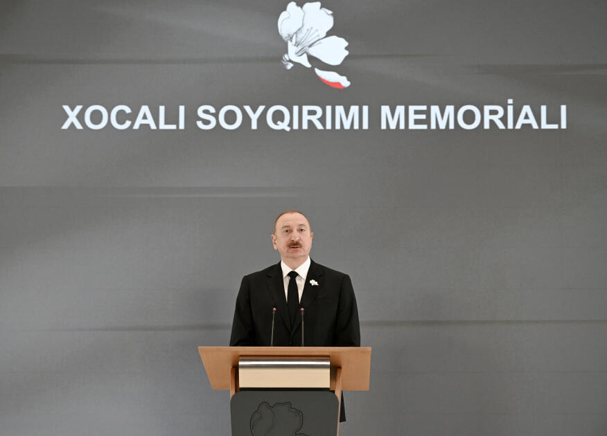 Prezident İlham Əliyev və Birinci xanım Mehriban Əliyeva Xocalı Soyqırımı Memorialının açılışında iştirak ediblər