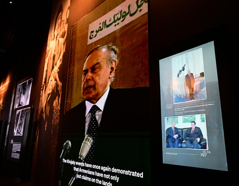 Prezident İlham Əliyev və Birinci xanım Mehriban Əliyeva Xocalı Soyqırımı Memorialının açılışında iştirak ediblər