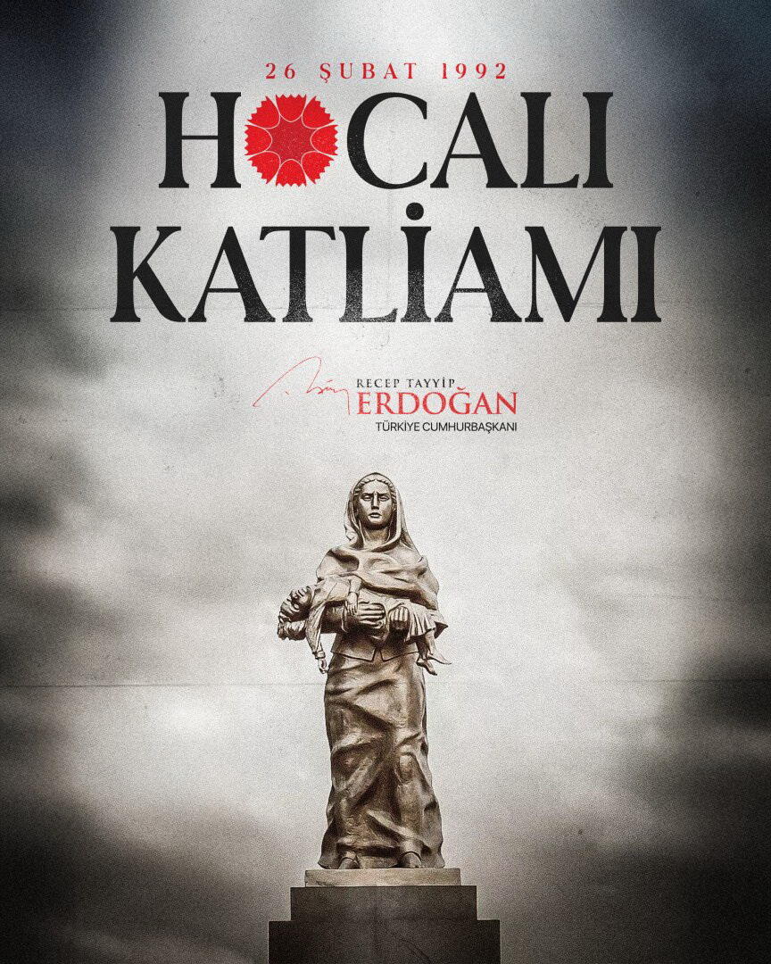 Президент Турции поделился публикацией по случаю 34-й годовщины Ходжалинского геноцида