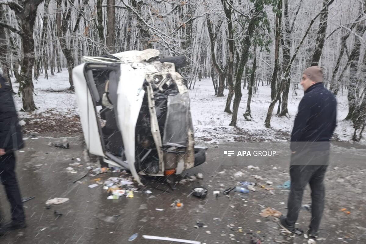 Цепная авария в Исмаиллы,