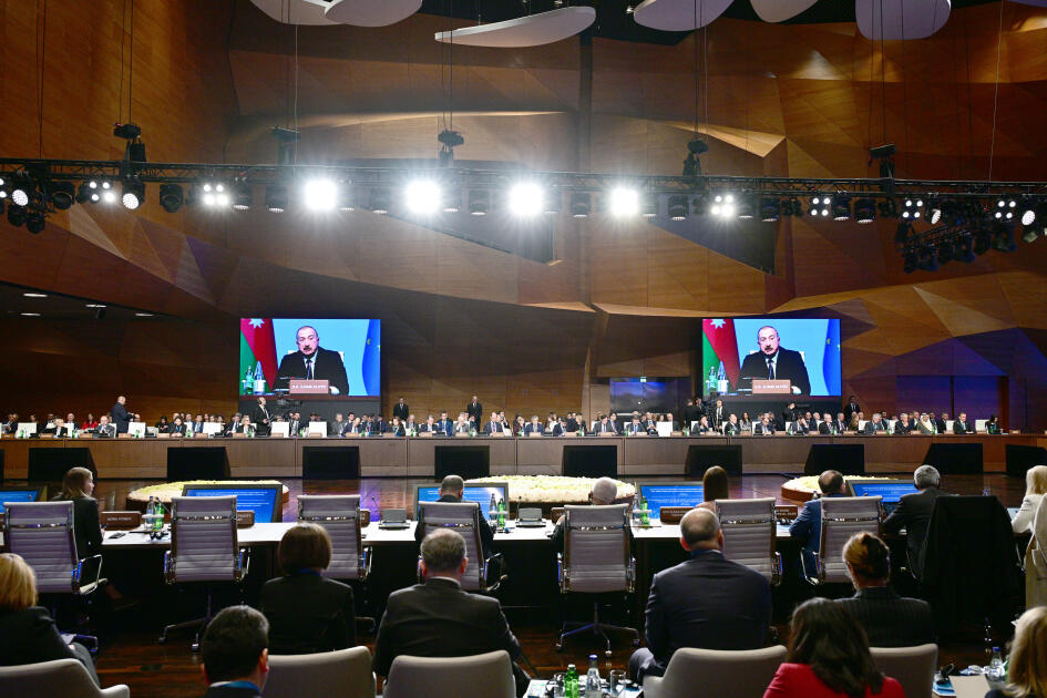 Президент Ильхам Алиев выступил на 12-м заседании министров в рамках Консультативного совета по ЮГК и 4-м заседании министров в рамках Консультативного совета по зеленой энергетике