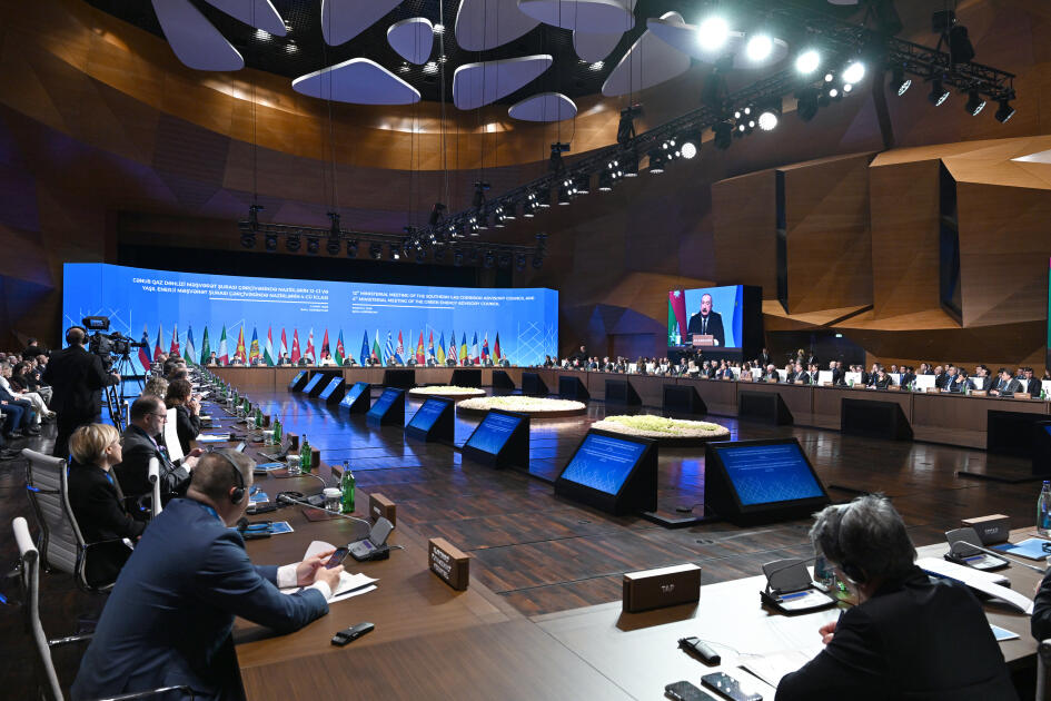 Президент Ильхам Алиев выступил на 12-м заседании министров в рамках Консультативного совета по ЮГК и 4-м заседании министров в рамках Консультативного совета по зеленой энергетике