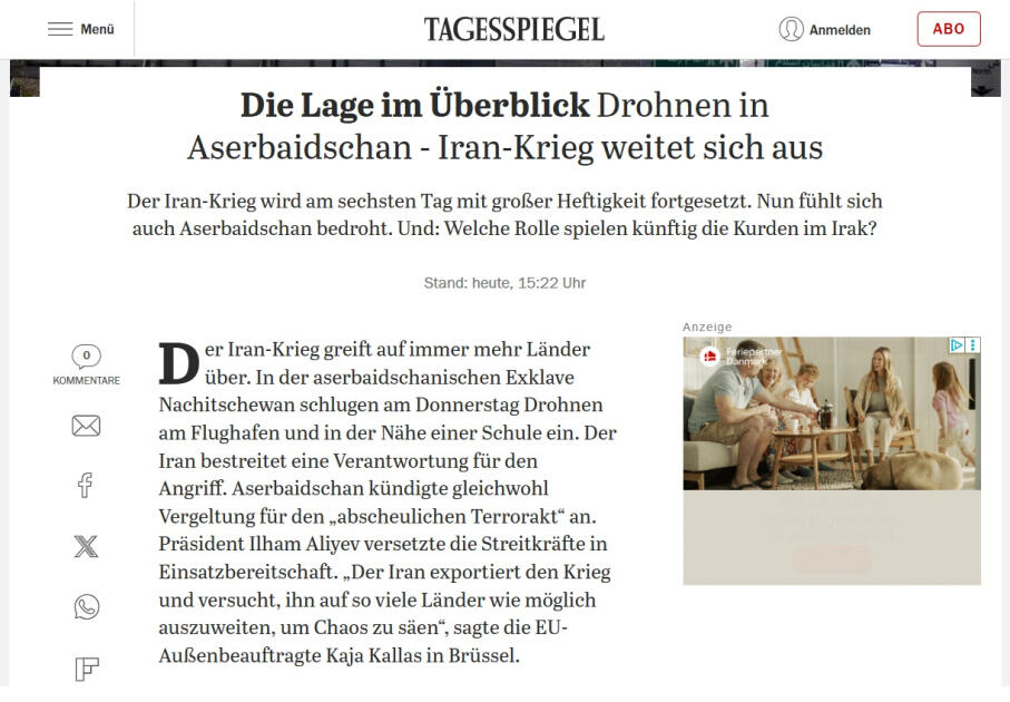 Немецкие медиа широко осветили атаки БПЛА по территории Азербайджана