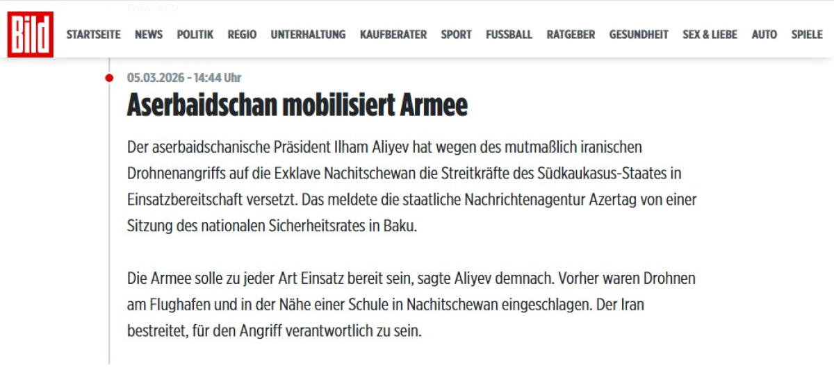 Немецкие медиа широко осветили атаки БПЛА по территории Азербайджана