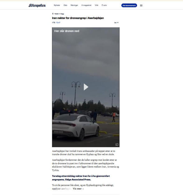 Шведские и норвежские медиа - об атаках иранских БПЛА по территории Азербайджана