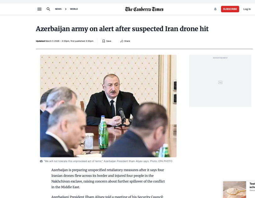 Высказывания Президента Ильхама Алиева о дроновой атаке Ирана на Азербайджан - в центре внимания мировых медиа