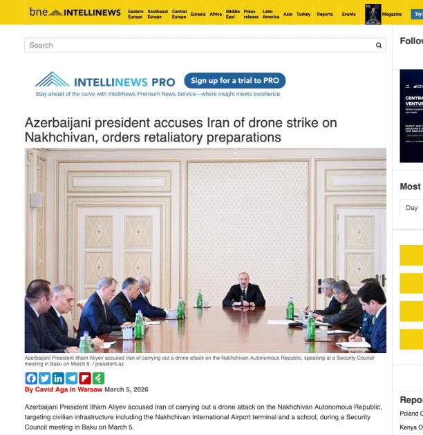 Высказывания Президента Ильхама Алиева о дроновой атаке Ирана на Азербайджан - в центре внимания мировых медиа