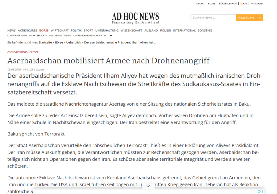 Prezident İlham Əliyevin İranın Azərbaycana dron hücumuna dair fikirləri dünya mediasının diqqət mərkəzindədir