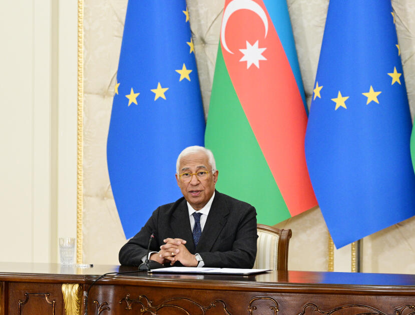 Президент Ильхам Алиев и Президент Совета ЕС Антониу Кошта выступили с заявлениями для прессы