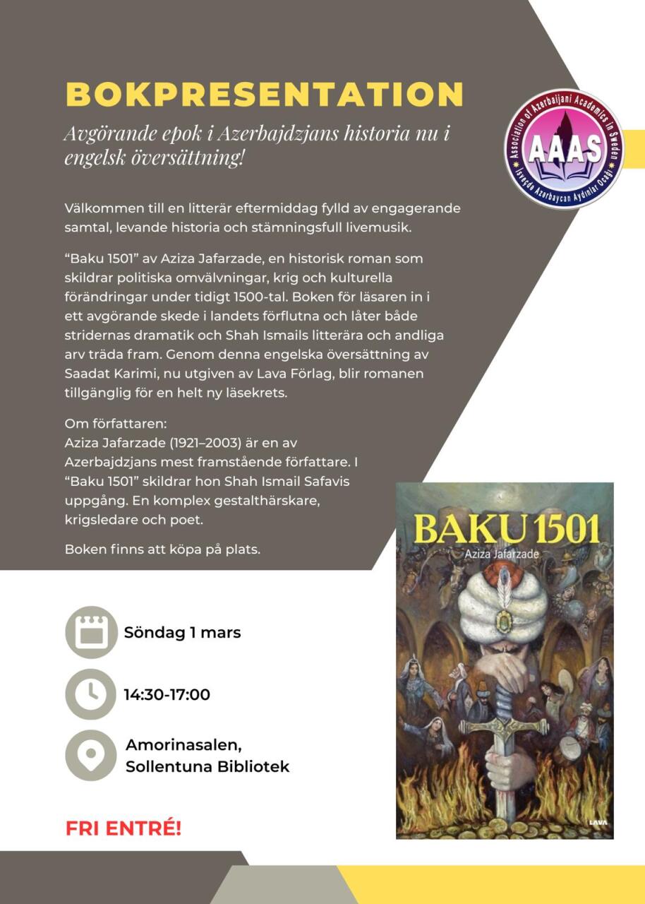 Stokholmda “Bakı 1501” tarixi romanının təqdimatı keçirilib