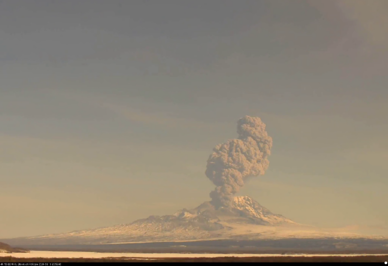 Вулкан в России выбросил столб пепла на высоту 8 км
