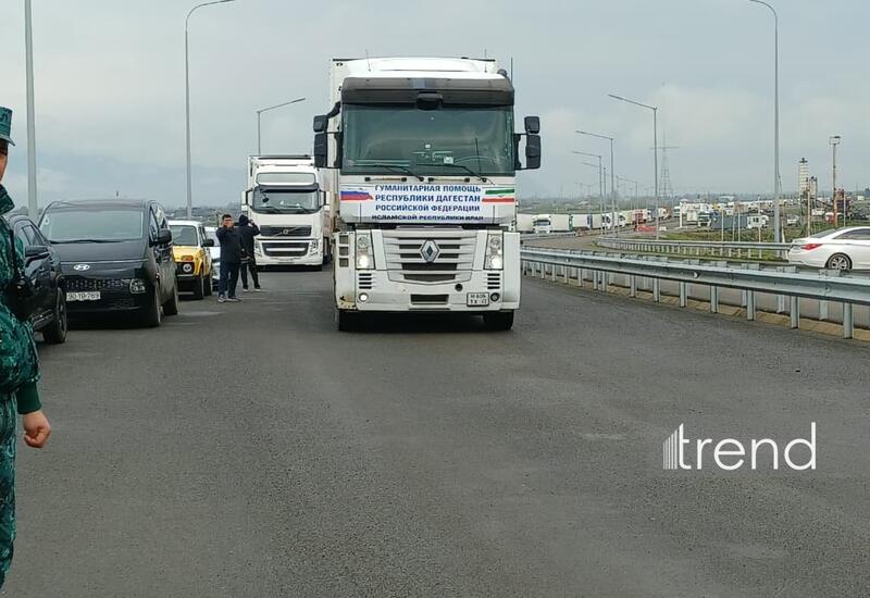 Rusiyadan İrana göndərilən humanitar yardım Cənub Astara dövlət sərhədindən buraxılış məntəqəsinə çatıb