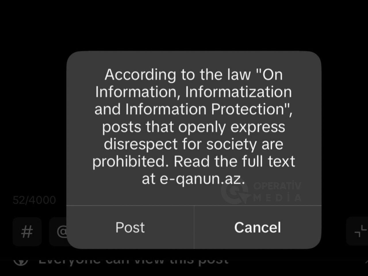 TikTok стал предупреждать пользователей в Азербайджане