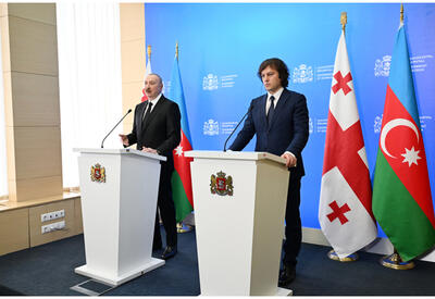 Президент Ильхам Алиев и Премьер-министр Ираклий Кобахидзе выступили с заявлениями для прессы - ФОТО - ВИДЕО