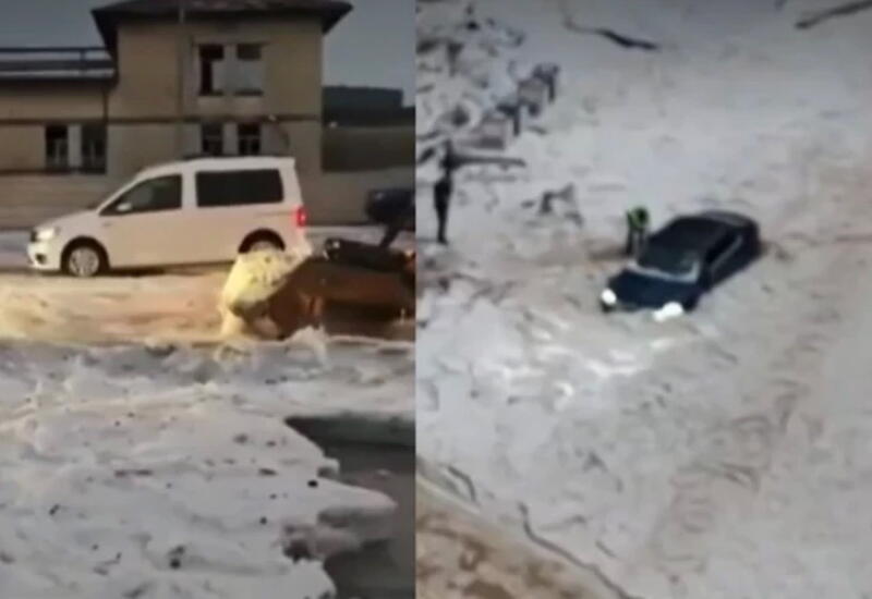 Сильные штормы в Турции: улицы покрыты градом