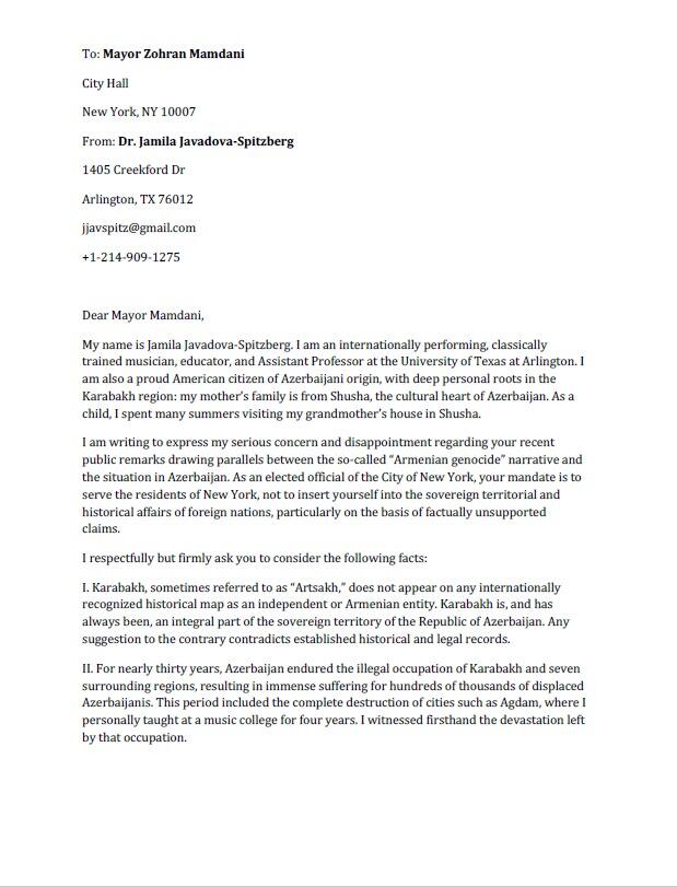 Азербайджанцы мира обратились к мэру Нью-Йорка