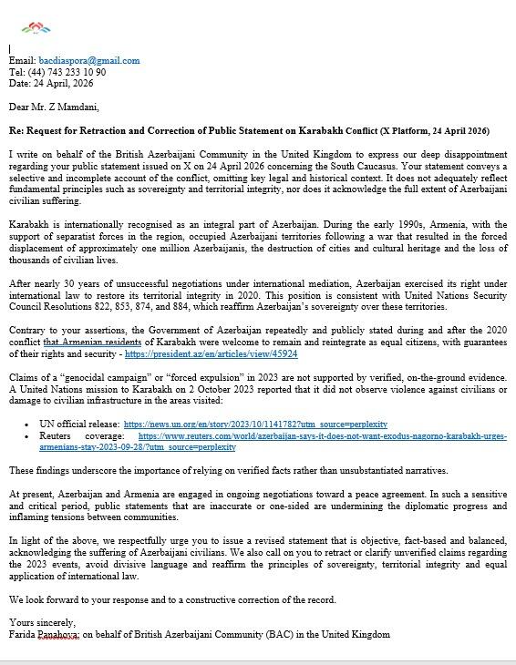 Азербайджанцы мира обратились к мэру Нью-Йорка