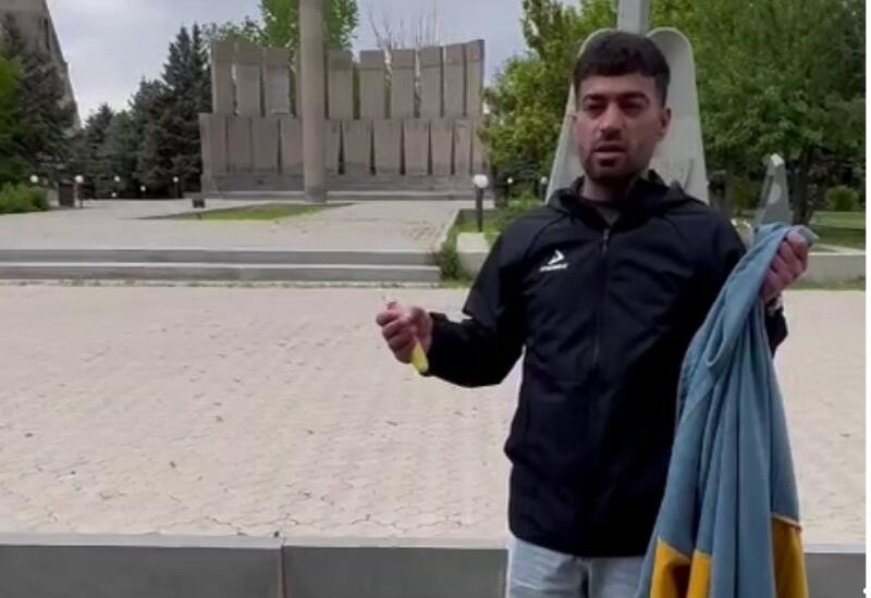 В Ереване провокатор сжег флаг Украины