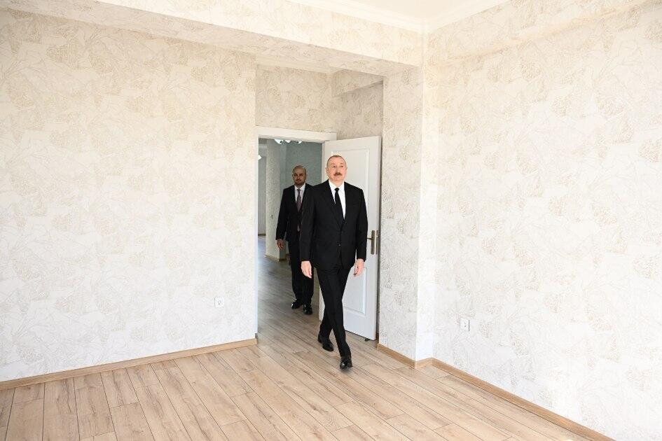 Президент Ильхам Алиев принял участие в открытии первого жилого комплекса, построенного в городе Зангилан