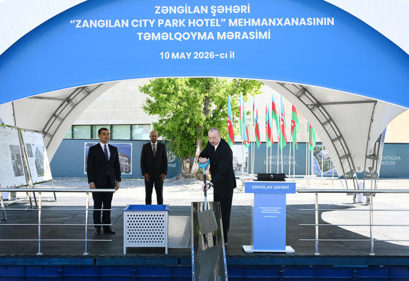 Президент Ильхам Алиев заложил фундамент отеля Zangilan City Park Hotel в городе Зангилан