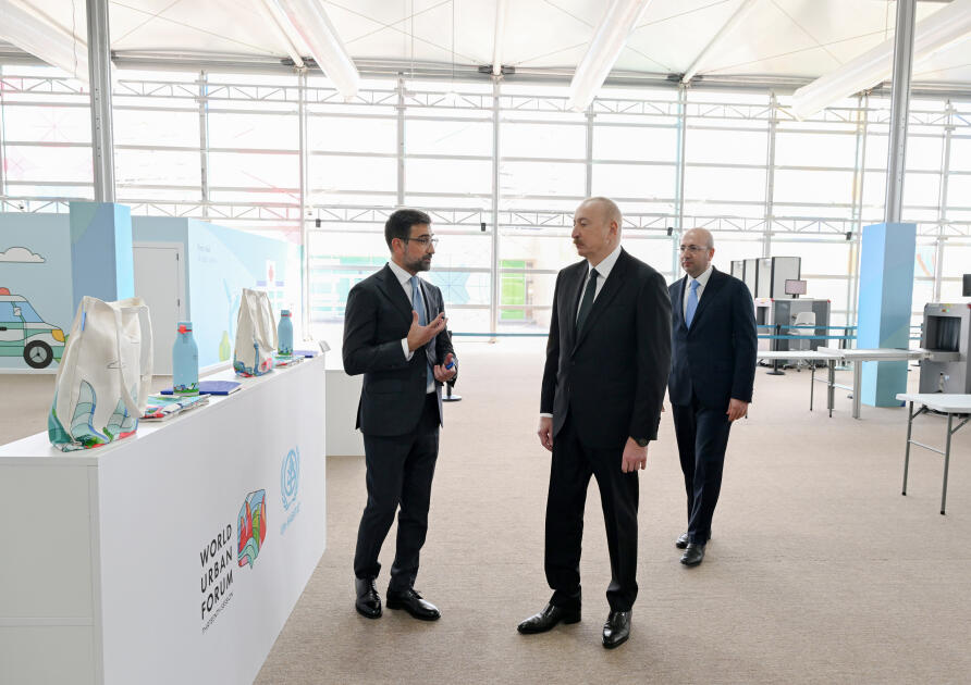 Prezident İlham Əliyev Bakı Olimpiya Stadionunun ərazisində WUF13 ilə bağlı görülən işlərlə tanış olub