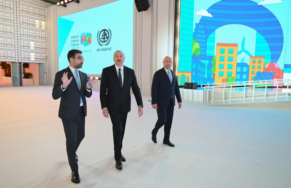 Prezident İlham Əliyev Bakı Olimpiya Stadionunun ərazisində WUF13 ilə bağlı görülən işlərlə tanış olub