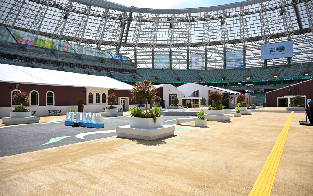 Prezident İlham Əliyev Bakı Olimpiya Stadionunun ərazisində WUF13 ilə bağlı görülən işlərlə tanış olub