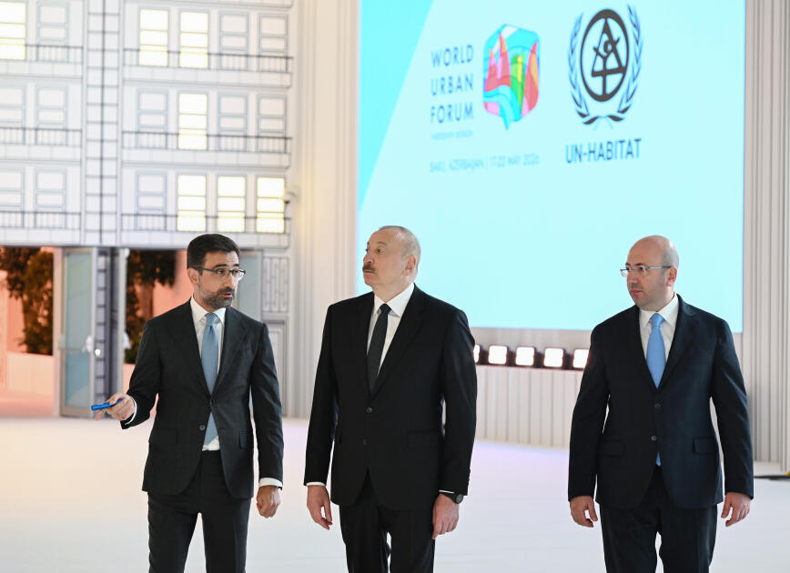Prezident İlham Əliyev Bakı Olimpiya Stadionunun ərazisində WUF13 ilə bağlı görülən işlərlə tanış olub